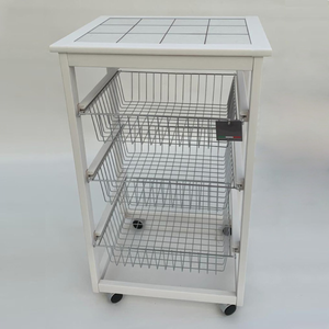 Carrello porta frutta tidy tortora e bianco in resina con ruote 3 cestelli