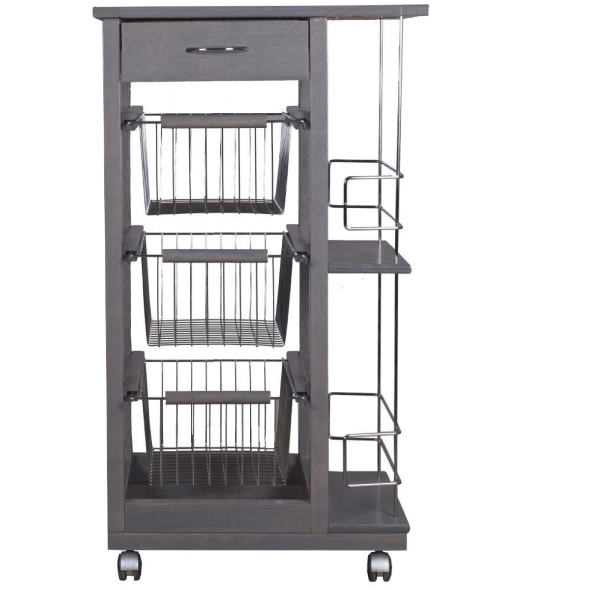 Carrello da cucina portafrutta salvaspazio in acciaio cromato con ruote 4  ripiani cm 41x26,5x75 h