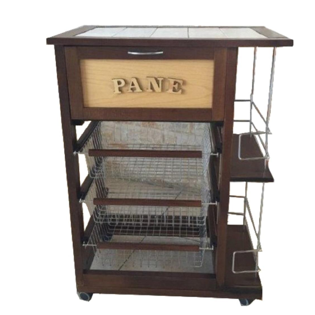 LIBEROSHOPPING - Carrello Portapane Con Portabottiglie E Portafrutta