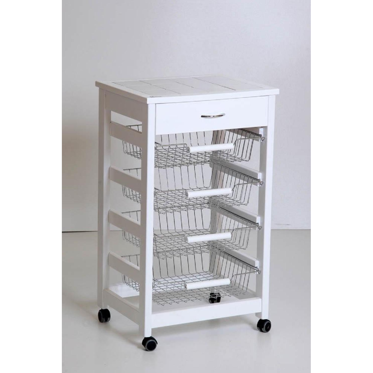 Carrello da cucina portafrutta con 3 cestelli senza base LACCATO BIANCO