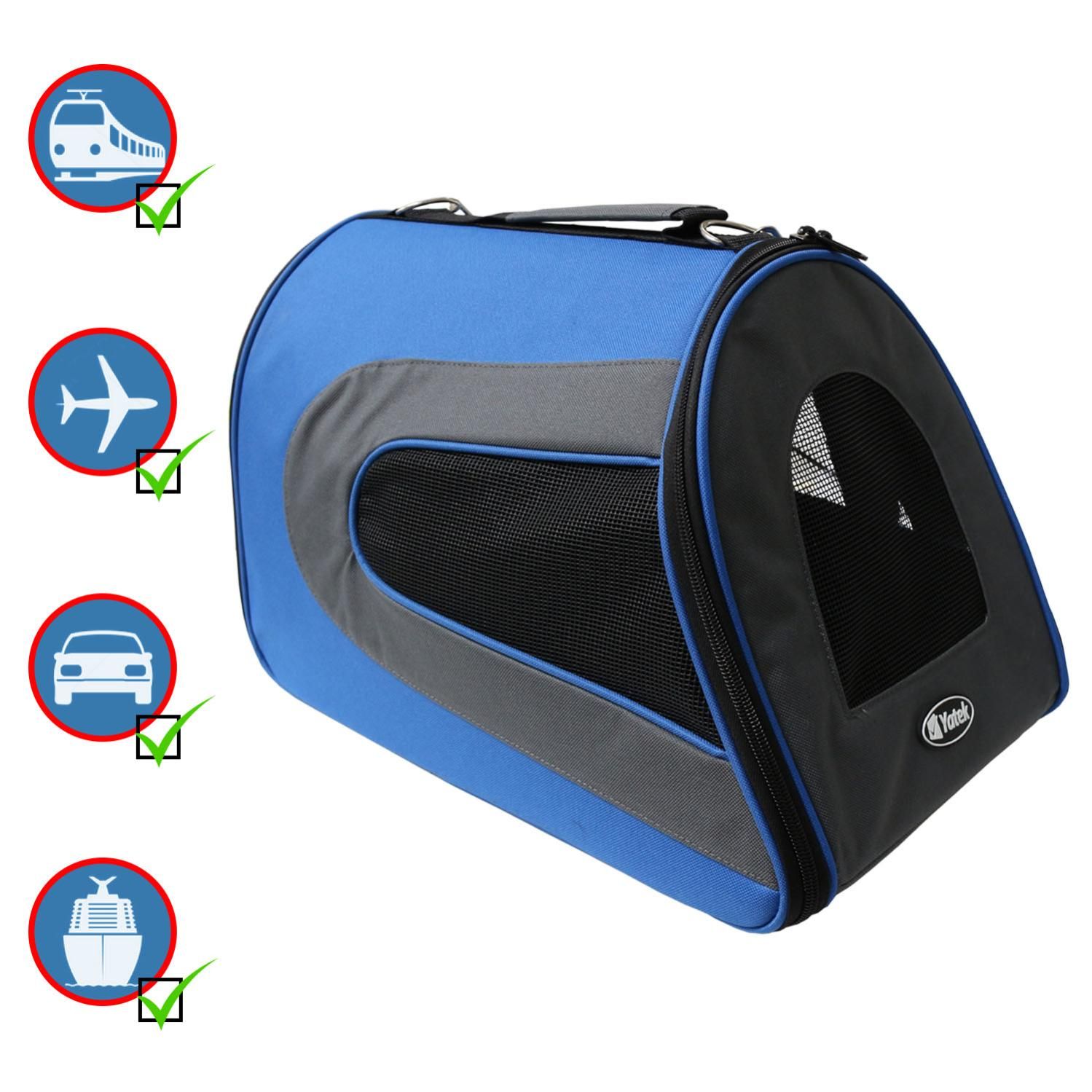 Transportin Plegable para Perros y Gatos Yatek Bolsa de Transporte Acolchada a prueba de agua tamano 48 x 27 x 27 cm color azul Leroy Merlin