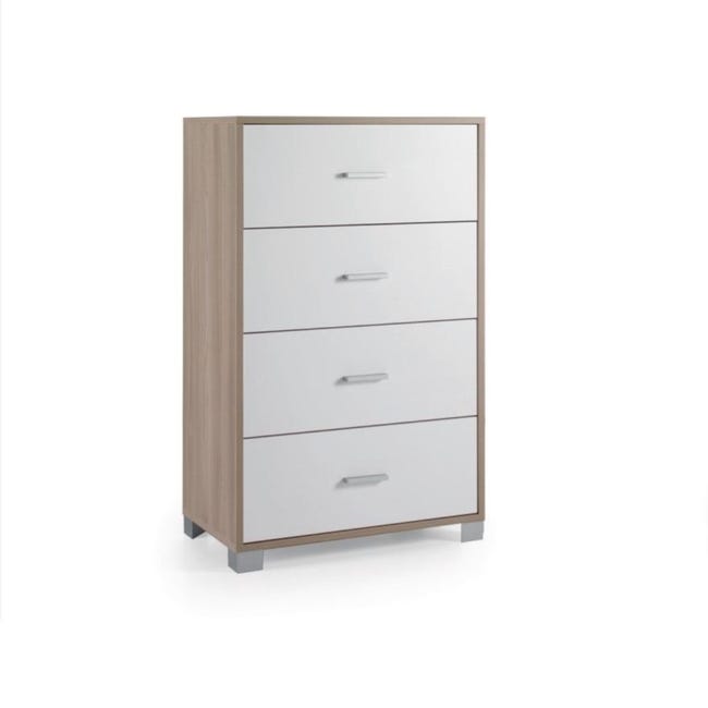 Cassettiera Dalia 4 Cassetti Color Rovere Con Rattan Naturale | Leroy - Foto 2