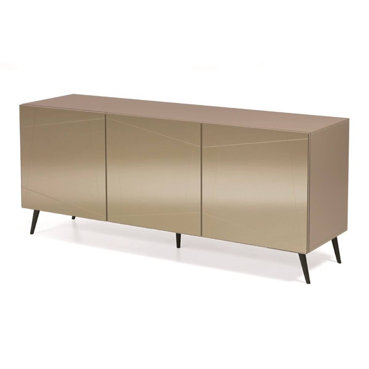 Madia credenza a 3 ante in vetro specchio bronzo scocca tortora e 5 piedini  ISIDE