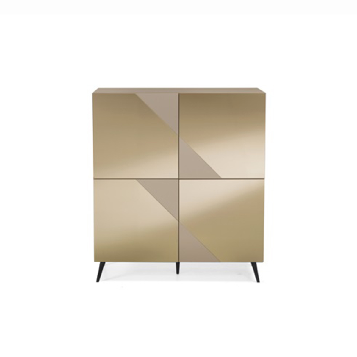 Madia credenza 4 ante in vetro specchio Bronzo e cassa Tortora ARTE 120