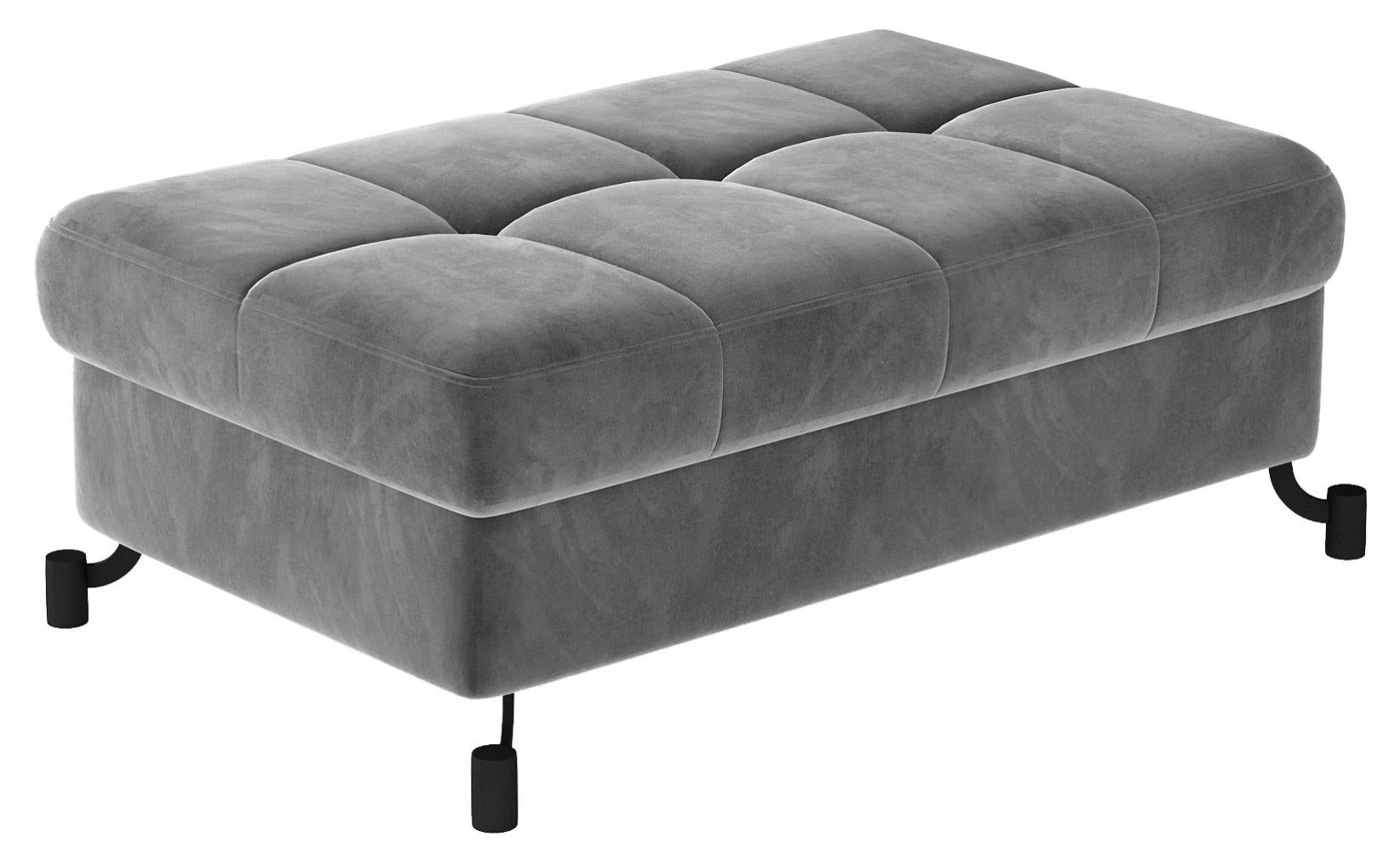 Pouf En Velours Matelassé - Tabouret Salon Moderne - Repose-Pieds Confort - 36x47 Cm - Bleu