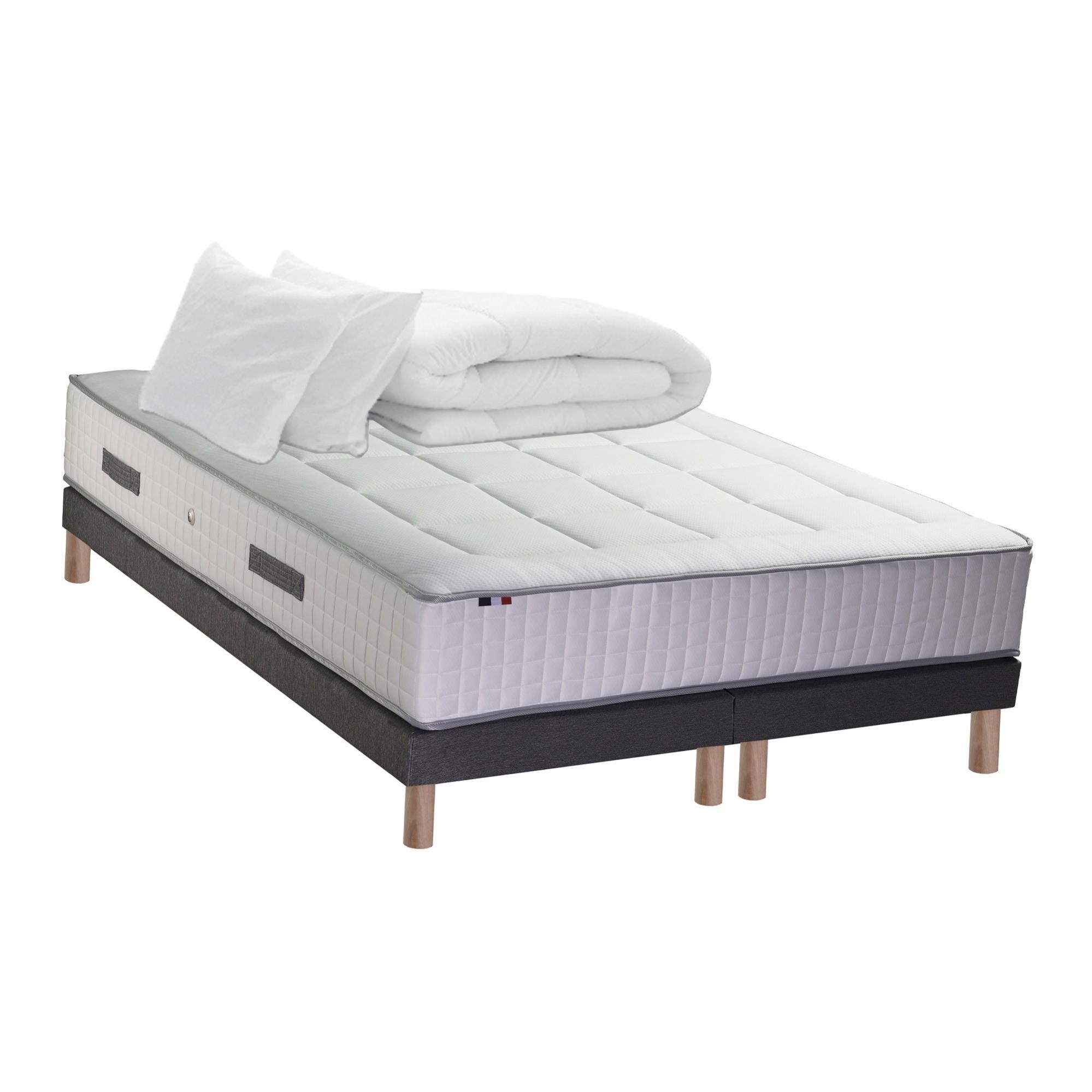 Couette Blanche 450g/m² Fabrication Française - 1 Place 140x200cm + Oreiller 60x60cm - Synthétique