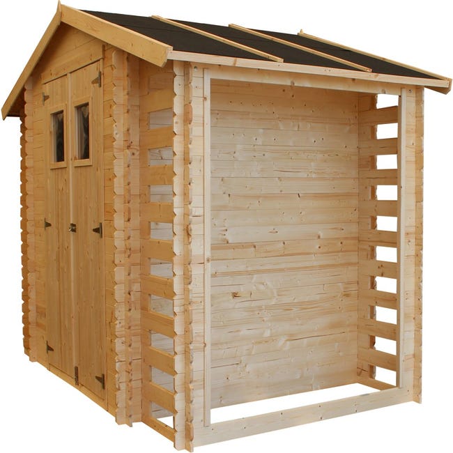 Caseta de jardín de madera cobertizo Outsunny 140x75x157 cm  natural_845-353V01ND