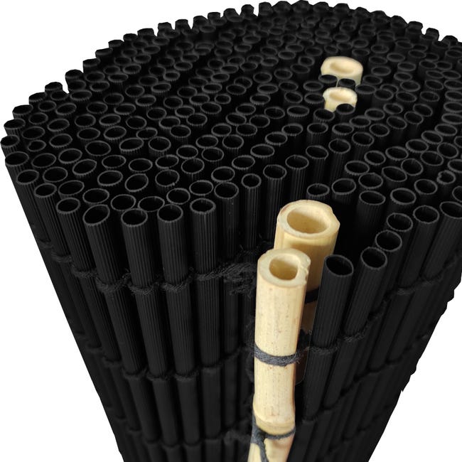 Cañizo PVC Ovalado, 1,5X3 M, Diámetro 8 MM, Composición 100% PVC, Con  Varillas Bambú Reforzado, Negro
