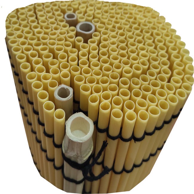 Cañizo de PVC para Jardín, Listón 17mm de Ancho, Bambú, 80x300 cm