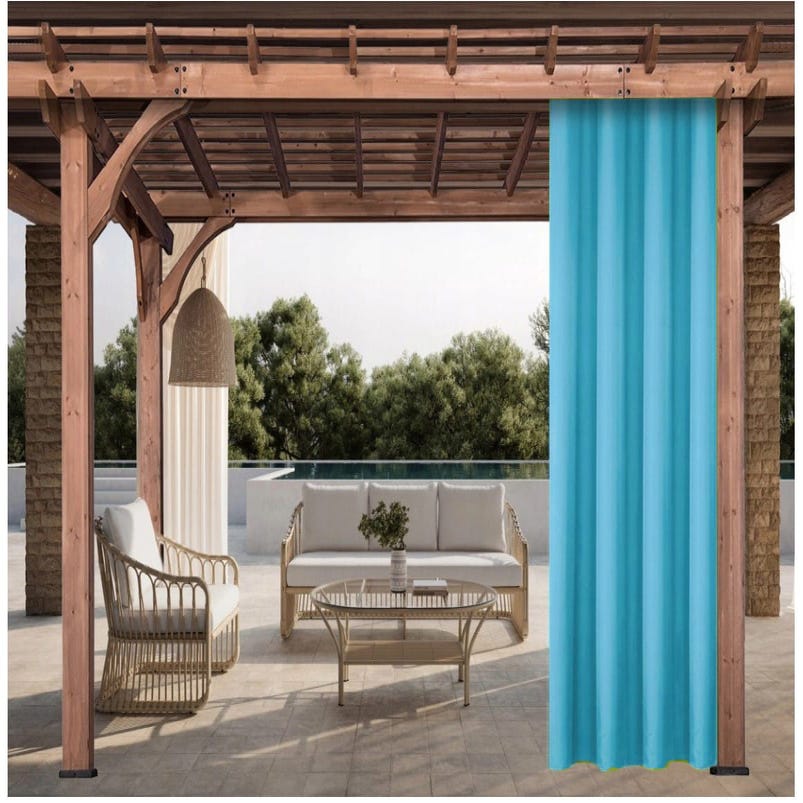 Cortina Exterior Impermeable Azul Claro Con Ojal Superior Para Porche  Delantero, Balcón, Terraza Y Pérgola, Moda de Mujer