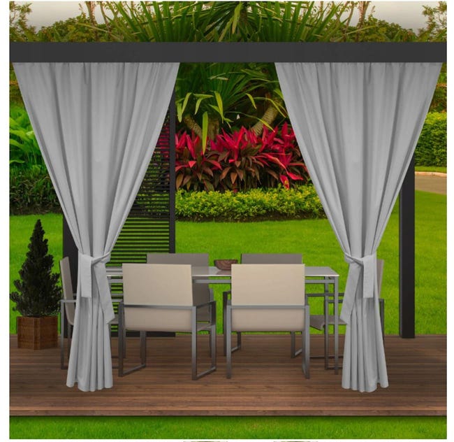 Rideaux D'extérieur |2x 155x200cm Gris Rideau pour Pergola Imperméable | Rideau Exterieur pour rideau pare soleil pour pergola