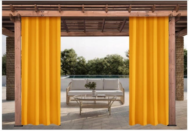 Rideaux D'extérieur |2x 155x200cm Orange Rideau pour Pergola Imperméable | Rideau Exterieur pour rideau pare soleil pour pergola