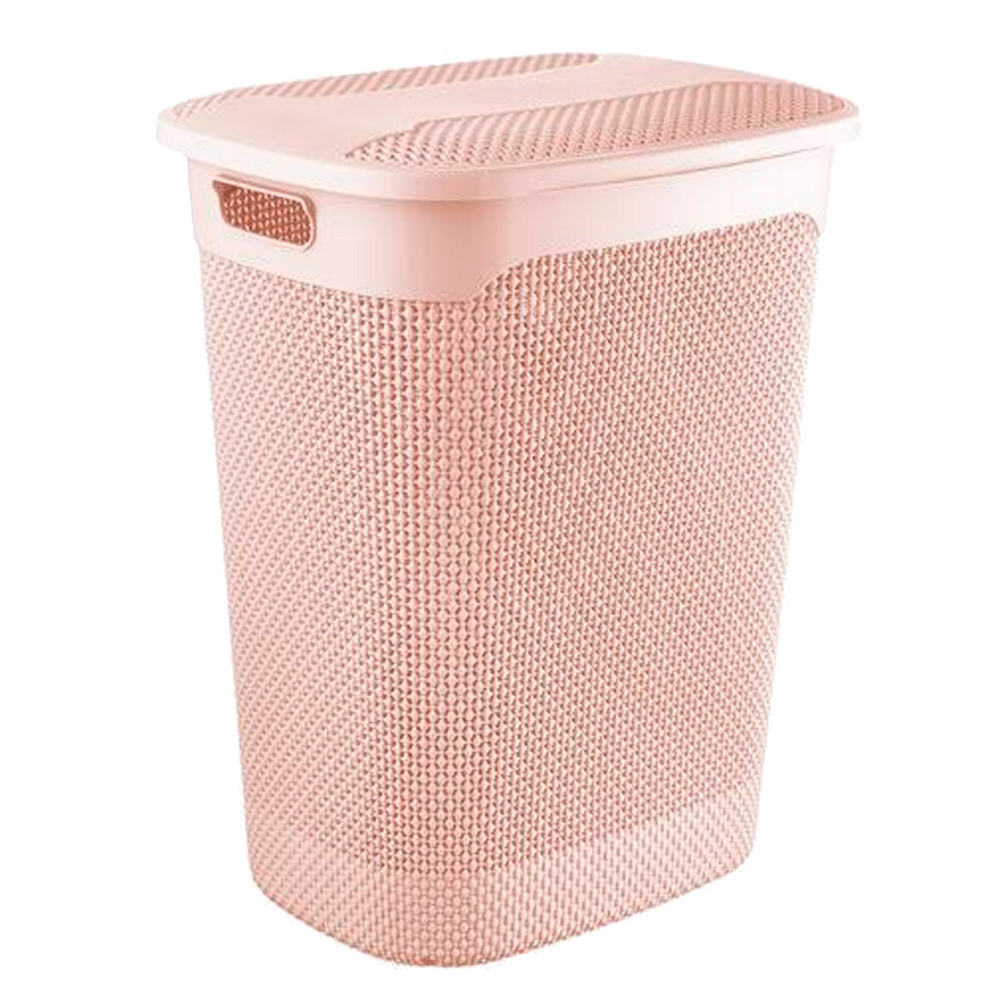 Conteneur / panier à linge collection Thore, avec fentes de ventilation et  couvercle rabattable, circulation d'air, 60 L, couleur rose