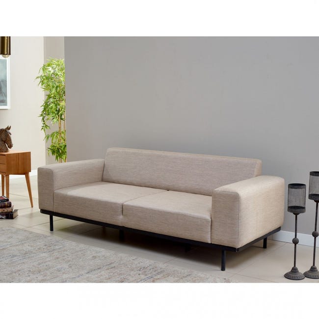 Shiito - Sofá de 3 Plazas de Estilo Moderno - 93 x 230 x 87 cm - Modelo  Piero - Relax, Confort y Resistencia - Con Patas Metálicas - Tapizado en  Beige | Leroy Merlin