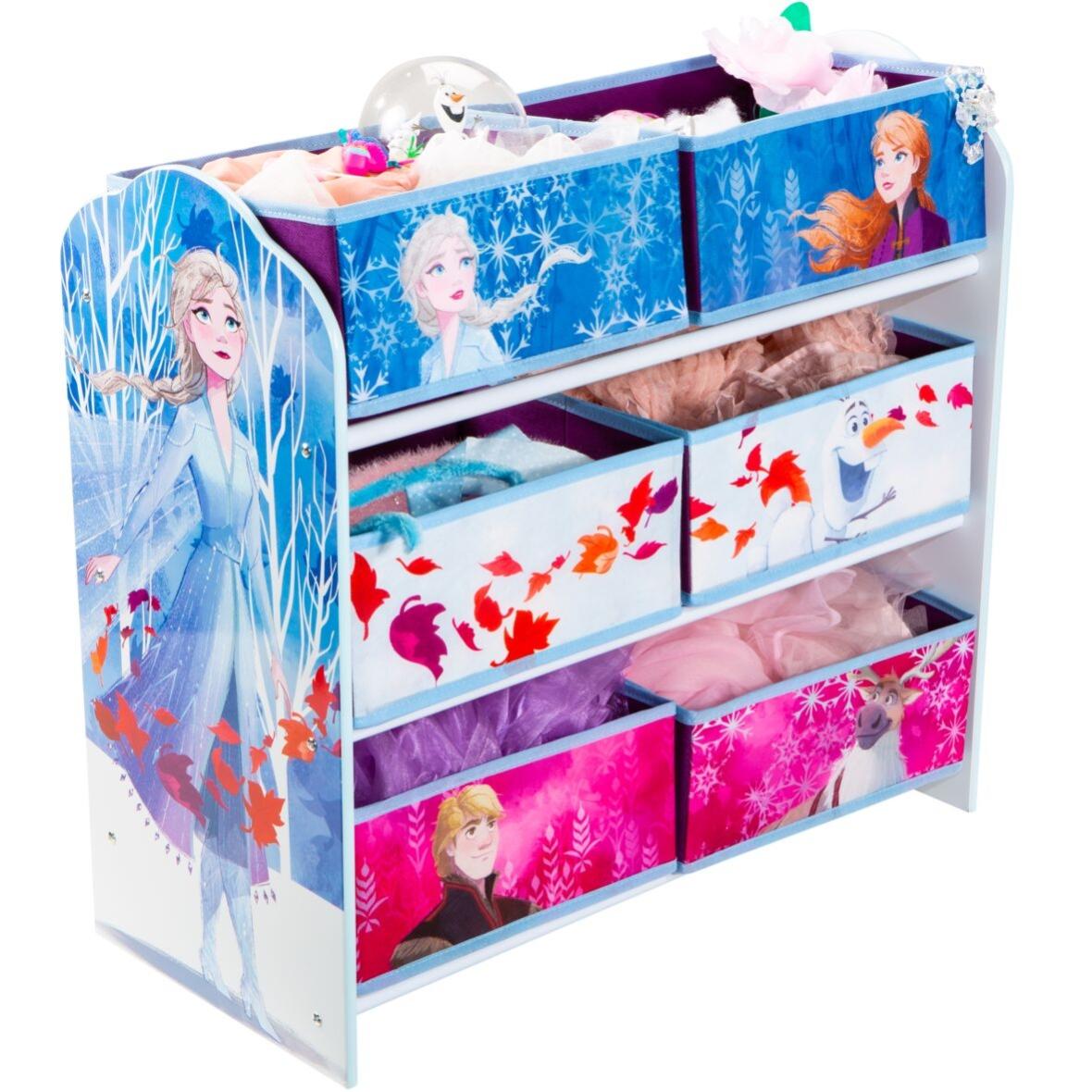 Mobile Portagiochi In Legno TEOREMA Con 3 Contenitori In Tessuto - Organizzatore Cameretta Bambini, Dimensioni 80x30x36 Cm