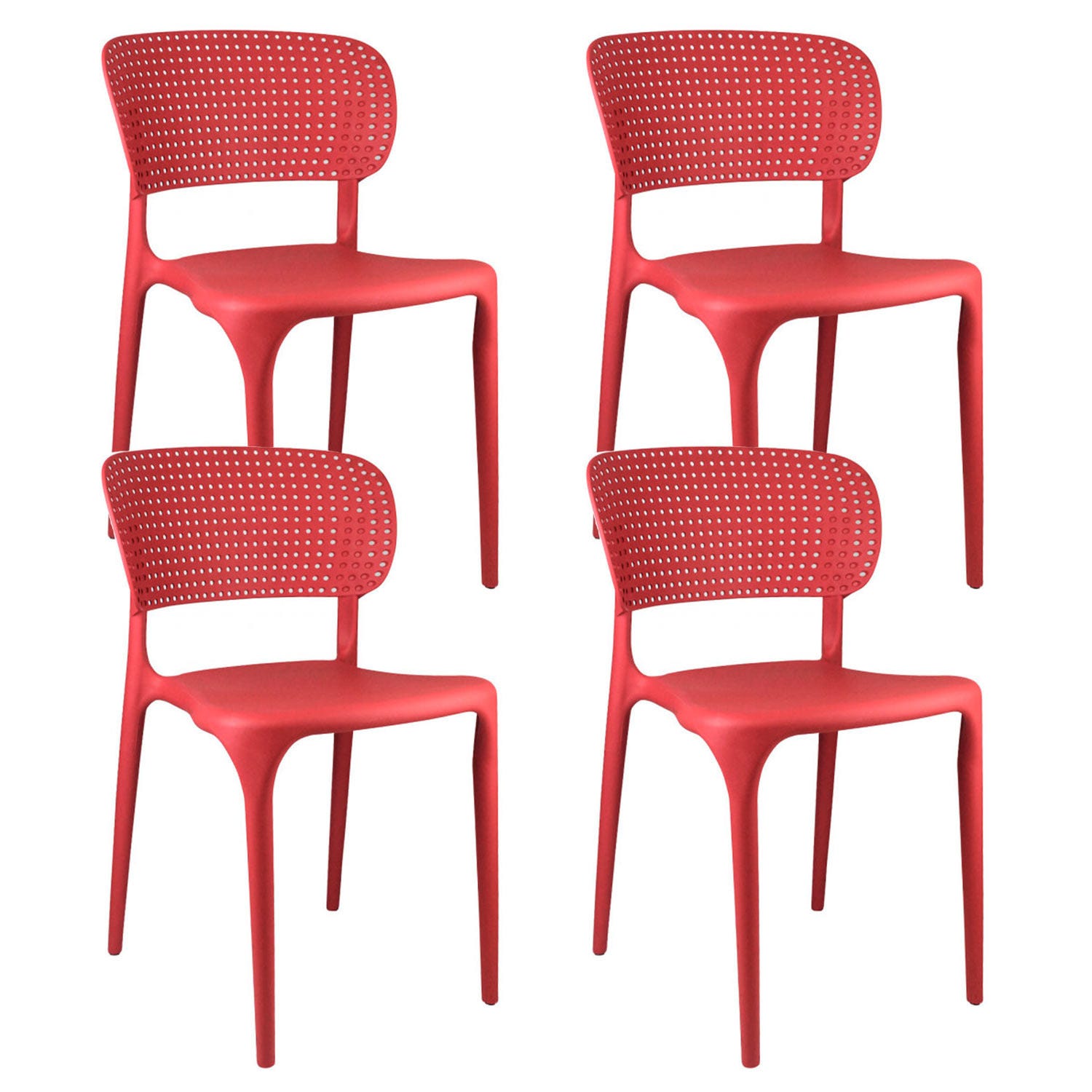 Lot 4 chaises empilables d'extérieur Marilyn 75x47x49,5cm Thinia Home