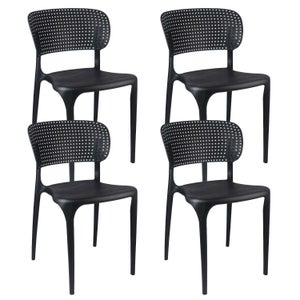 Set 4 pezzi Sedia da giardino in plastica effetto rattan, con braccioli,  impilabile - Tomaino