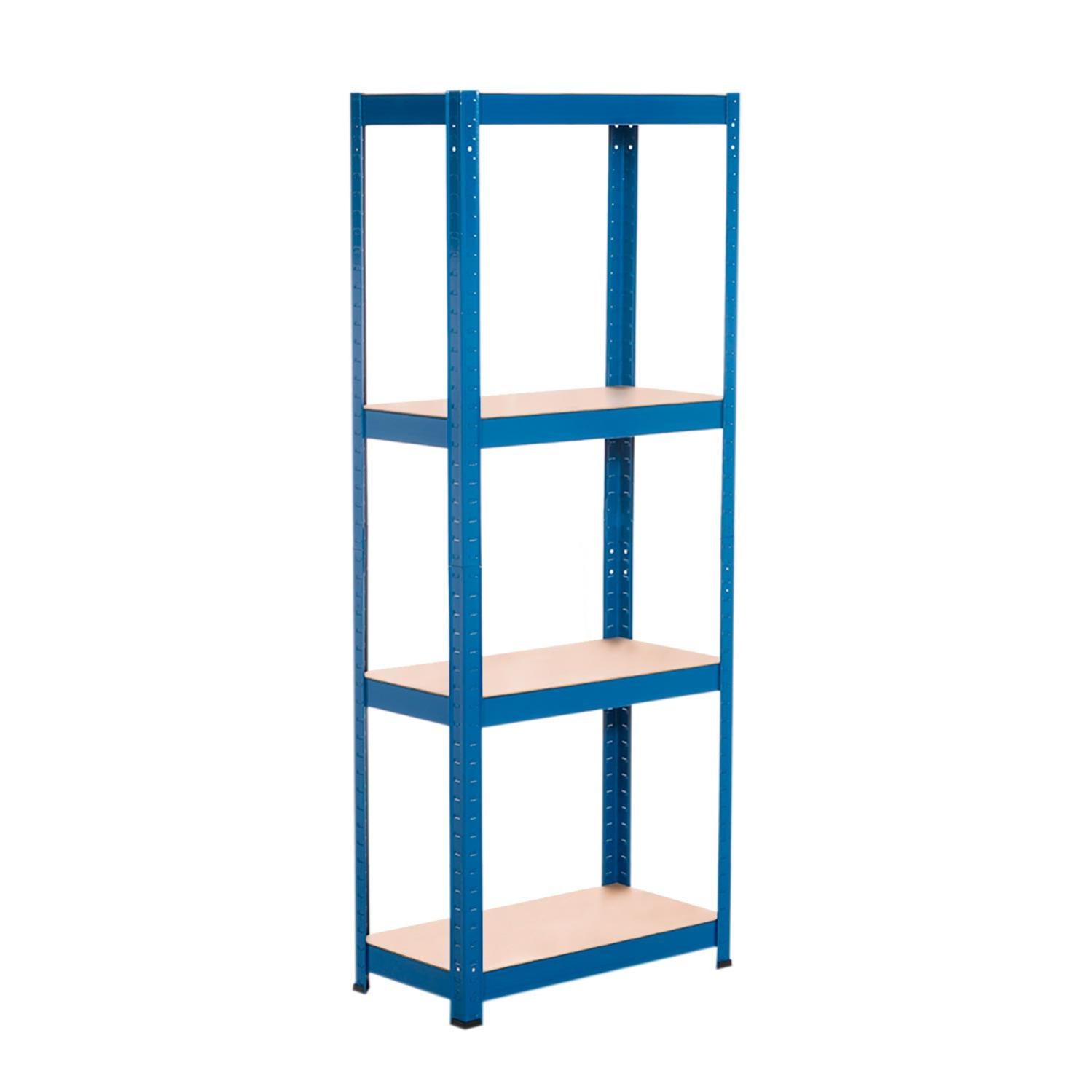 Estantería Modular Azul De 4 Baldas Ajustables, 148x60x30 Cm, Acero Y MDF, Aguanta 240 Kg, Montaje Sin Tornillos