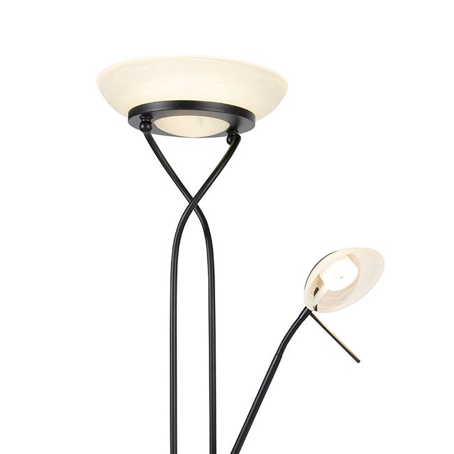 Lampadaire noir avec lampe de lecture avec LED et variateur - Diva 2