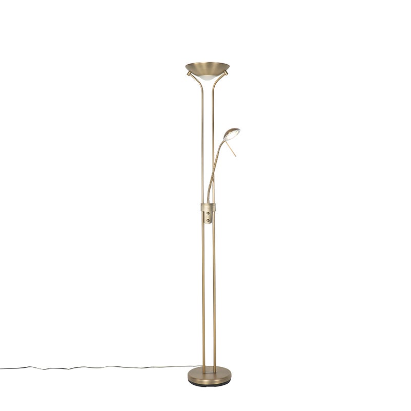 Lampada da terra in bronzo con lampada da lettura con LED e dimmer - Diva 2