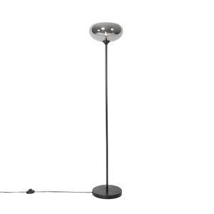 Lampada da terra di design nera con vetro fumé - BLISS