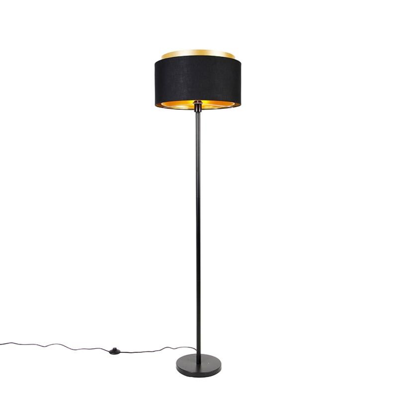 Qazqa Buell Lampada Da Terra Moderna 3 Luci - Nero E Oro, Attacco GU10, IP20