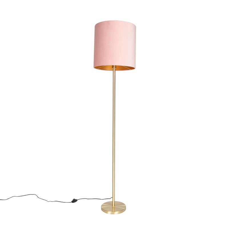 QAZQA Lampada da terra con paralume simplo shade - Classico - Velluto
