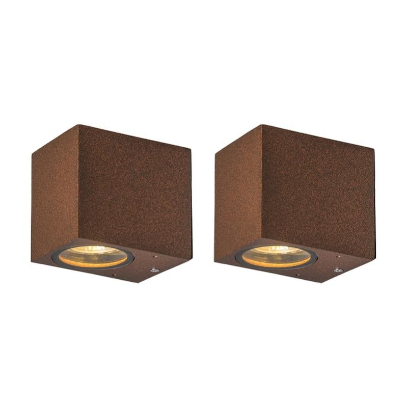 EGLO Riga Applique LED Esterno 2 Luci | Effetto Ruggine, Acciaio Inox, IP44, Con Lampadine GU10 Incluse