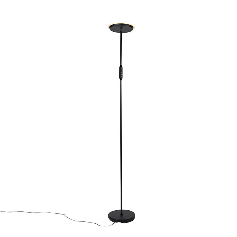 Lampadaire moderne noir avec LED et variateur - Bumu