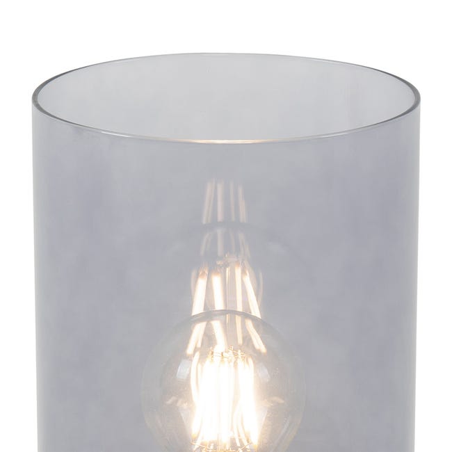 Lampada da tavolo vintage in ottone con vetro fumé - Vidra