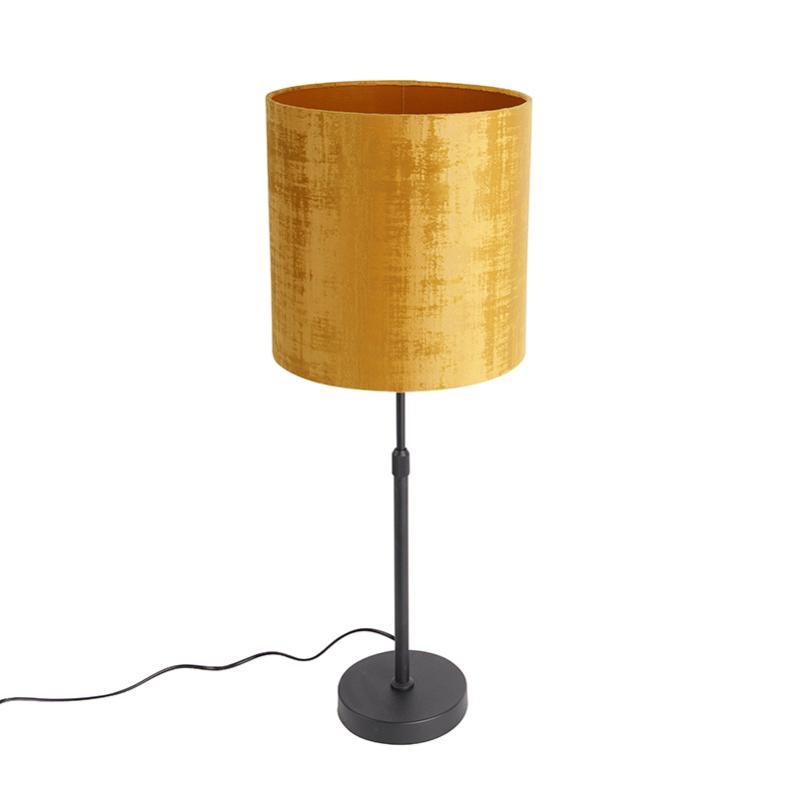 Lampada da terra nera paralume velluto verde oro 35 cm - PARTE | Leroy