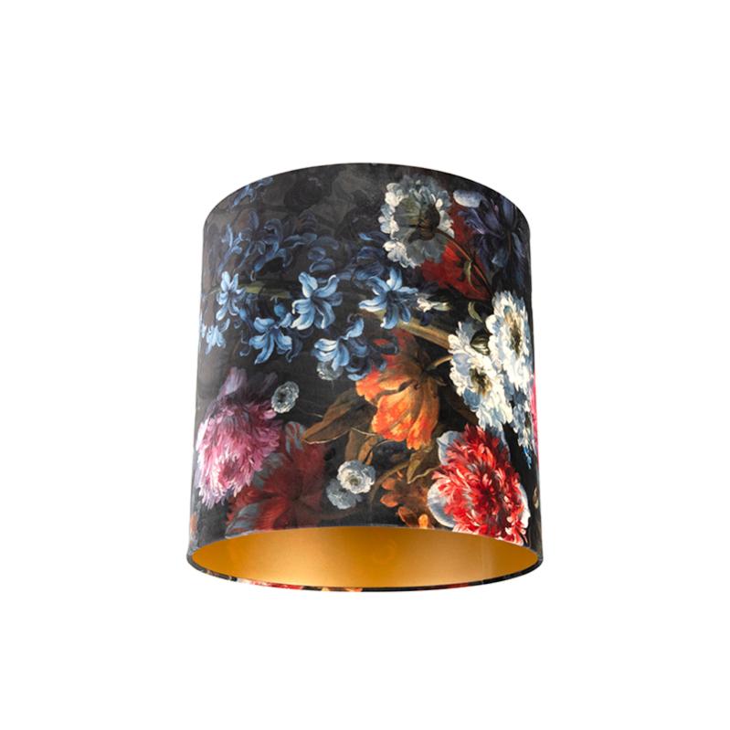 Federa per cuscino e cuscino in velluto a coste con fiori per