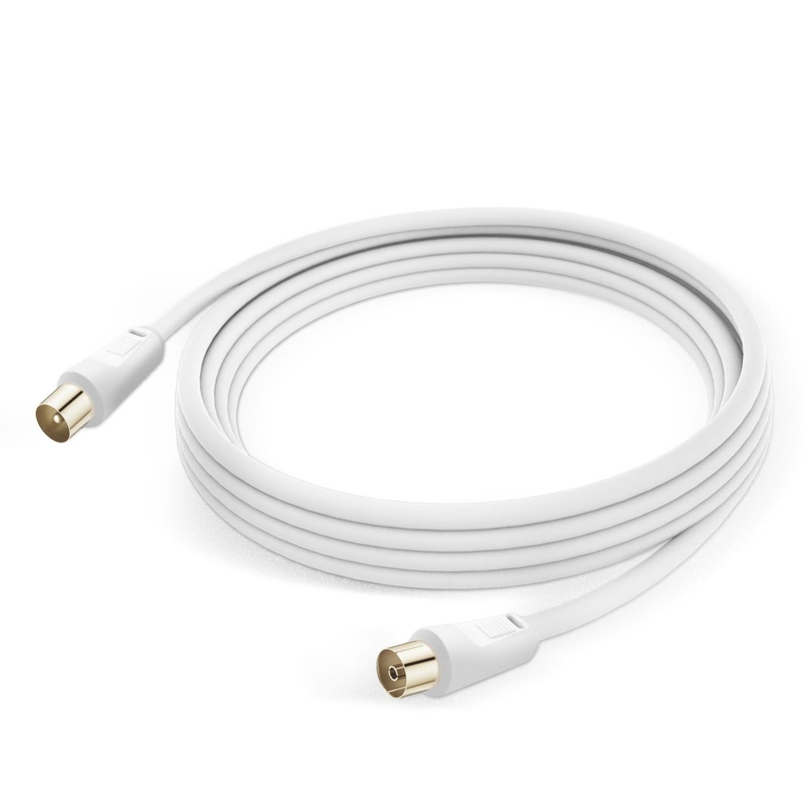 Cavo Coassiale Bianco 5 Metri Doppia Schermatura Per Radio/TV - Sm-pc #344