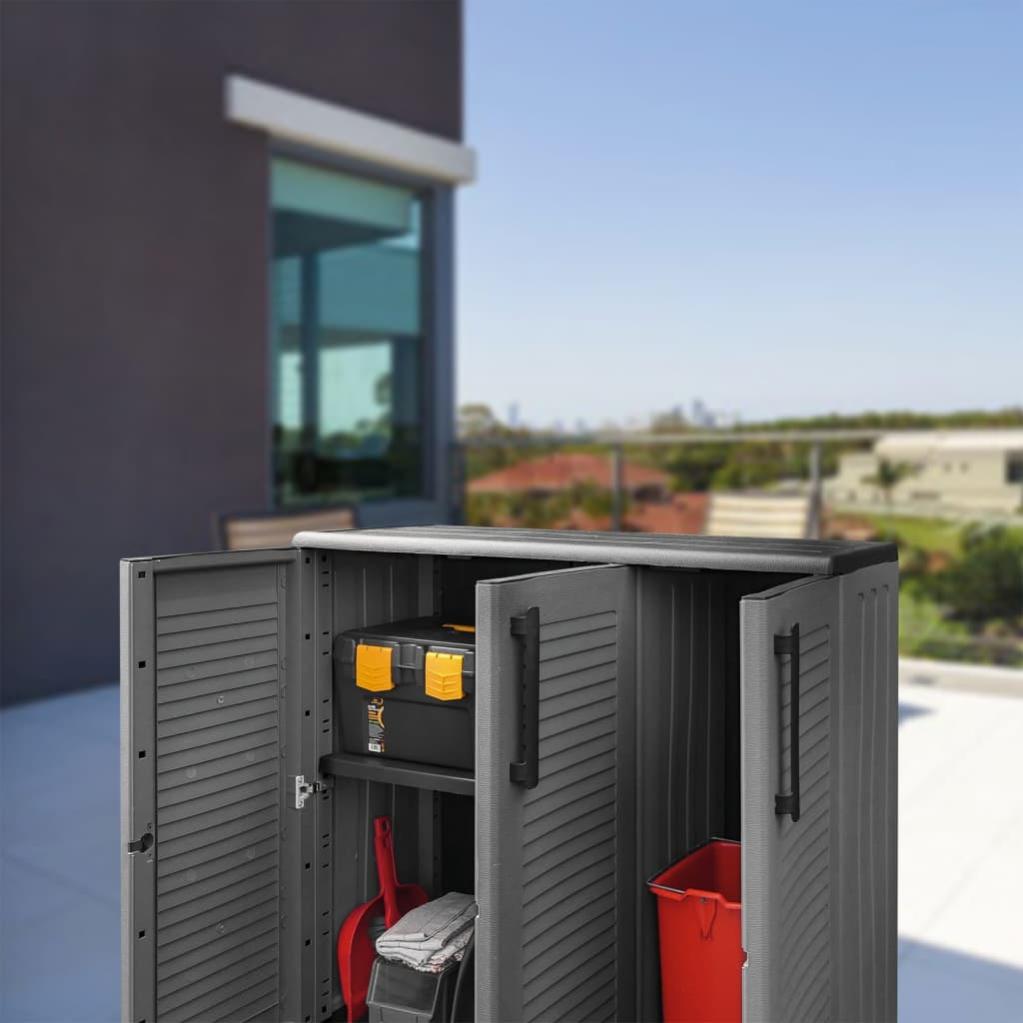 Armoire de rangement de jardin Gris et noir 102x37x84 cm PP vidaXL