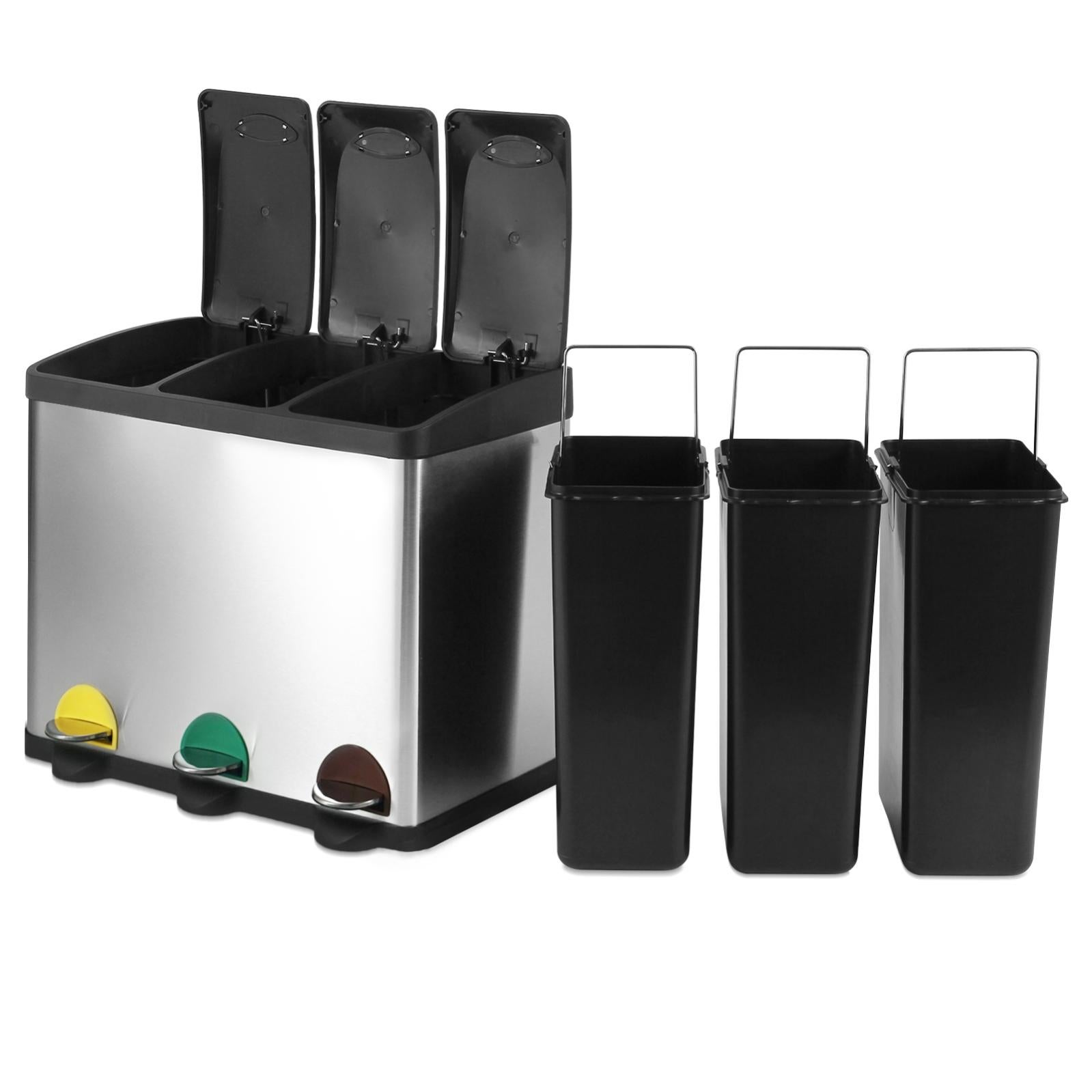 Poubelle De Cuisine - Système De Tri Sélectif - 3 X 18L, - Poubelle à Pédale Avec 3