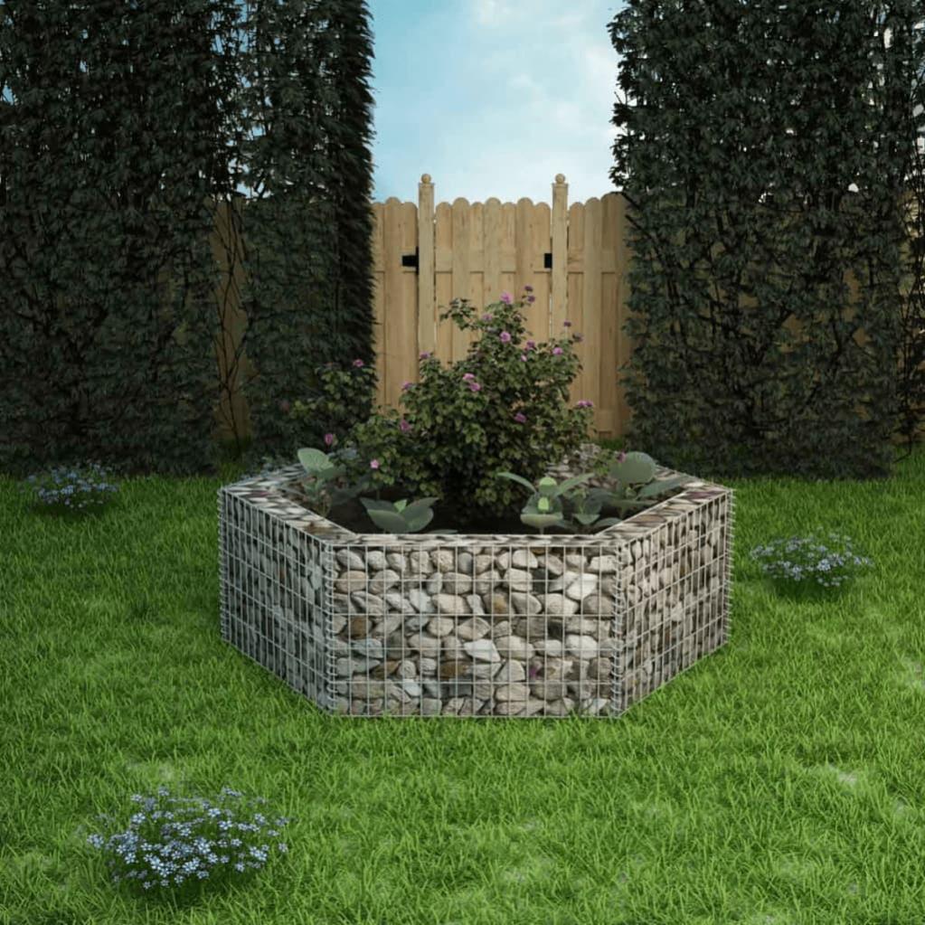 VidaXL Lit Surélevé à Gabion Hexagonale 200x173x40 Cm – Jardinière De Jardin Robuste Et Élégante