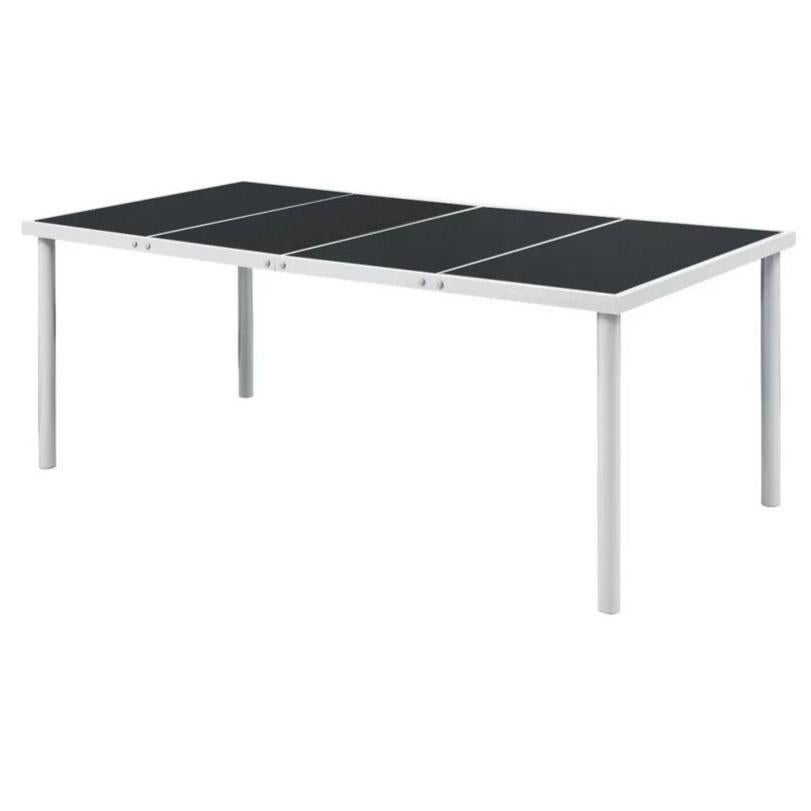 Table de jardin verre noir et pieds métal gris Keera 190 cm Leroy Merlin