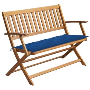 Banc de jardin en bois d'acacia 120 cm avec coussin rouge foncé VIVARA 