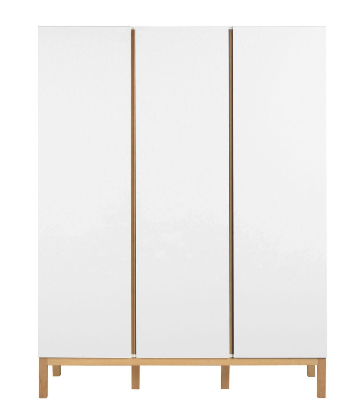 Armoire 3 portes bois blanc et pieds hêtre massif Miel Leroy Merlin