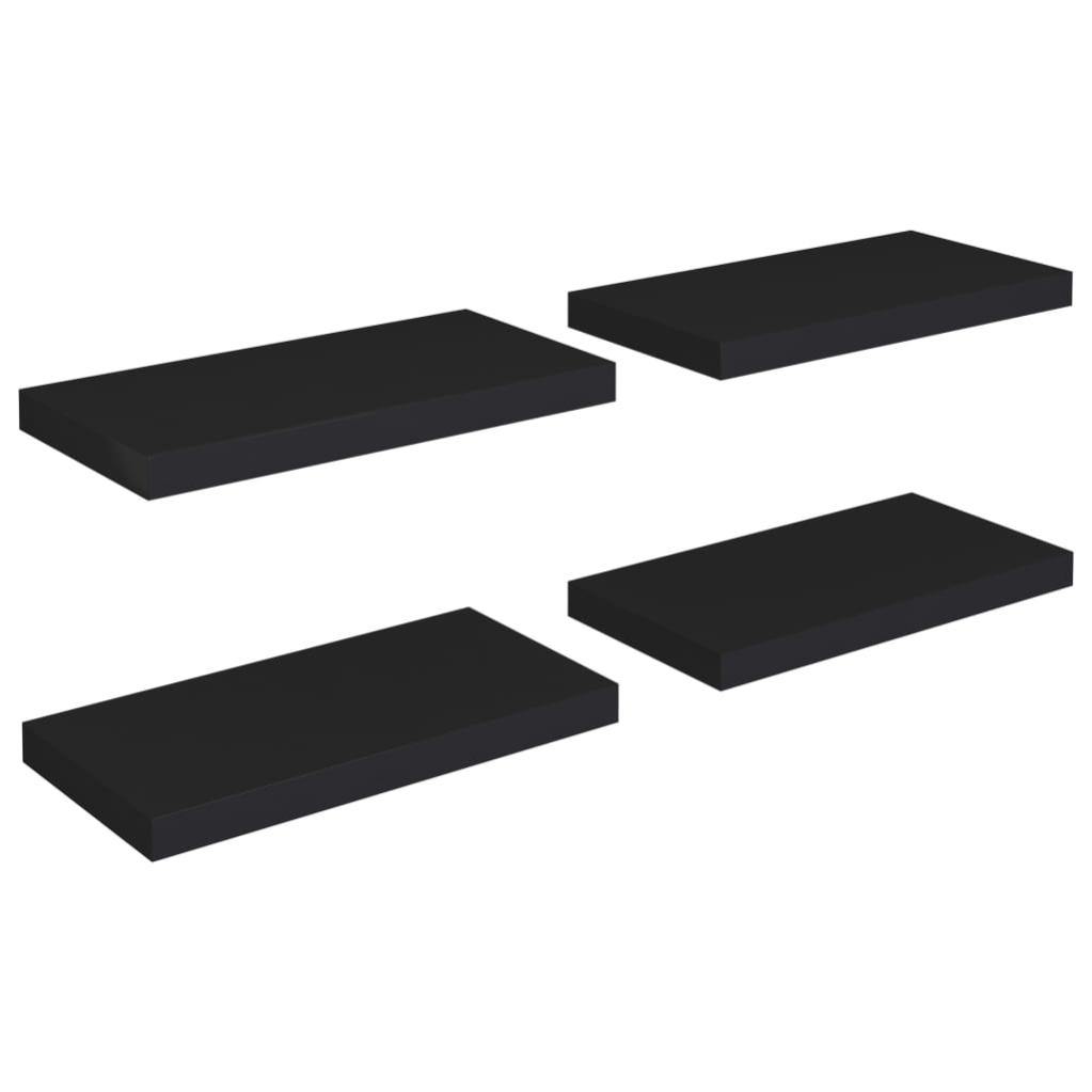 The Living Store Étagères Murales Flottantes 4 Pcs Noir 40x23x3,8 Cm MDF - Étagères Murales