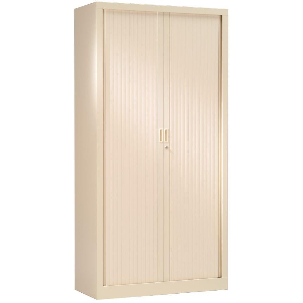 Armoire de bureau portes à rideaux 3 étagères beige Pierre Henry