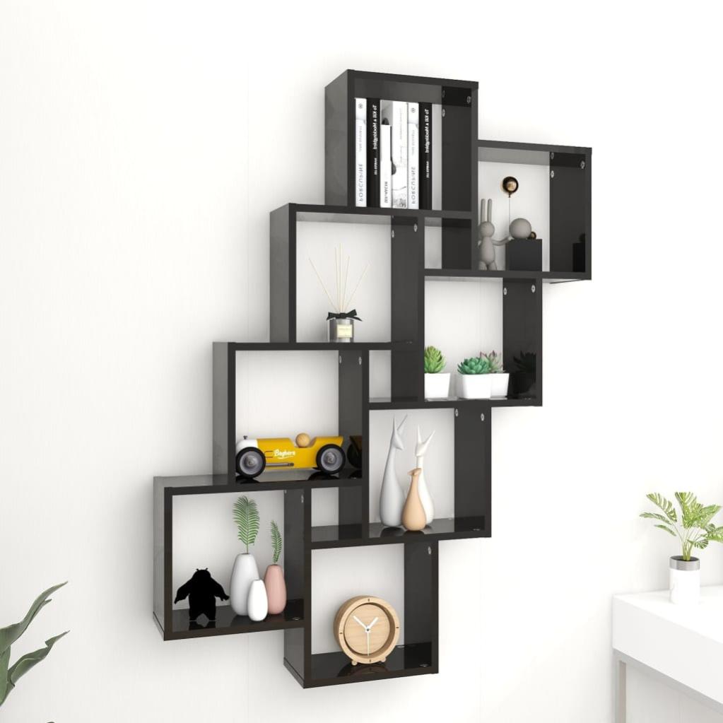 Étagère cube murale Noir brillant 90x15x119 cm Leroy Merlin