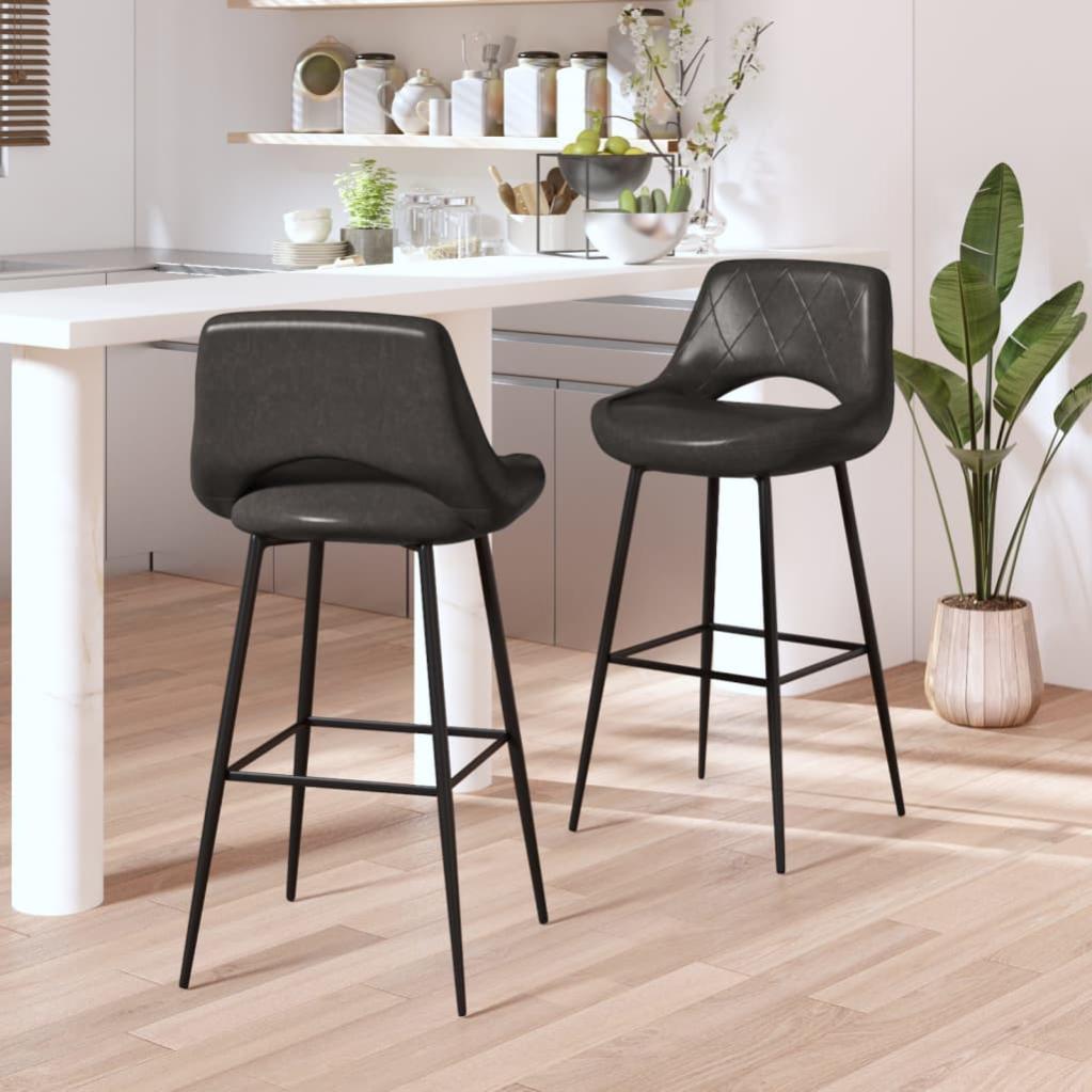 Tabourets de bar 2 pcs Gris Similicuir | Leroy Merlin