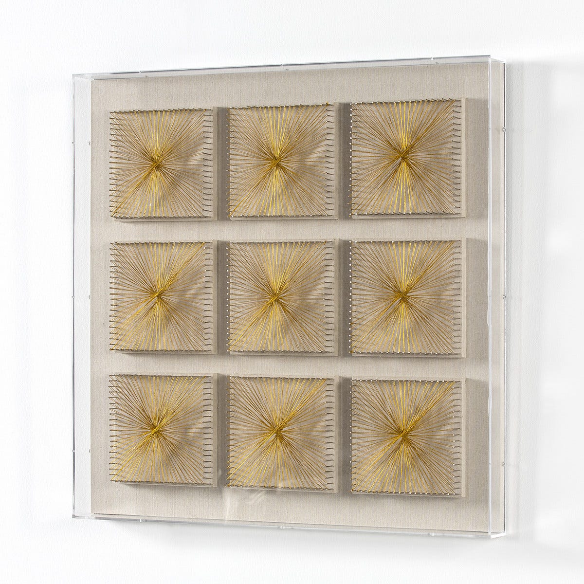 Tableau carré acrylique transparent et fils doré Norah