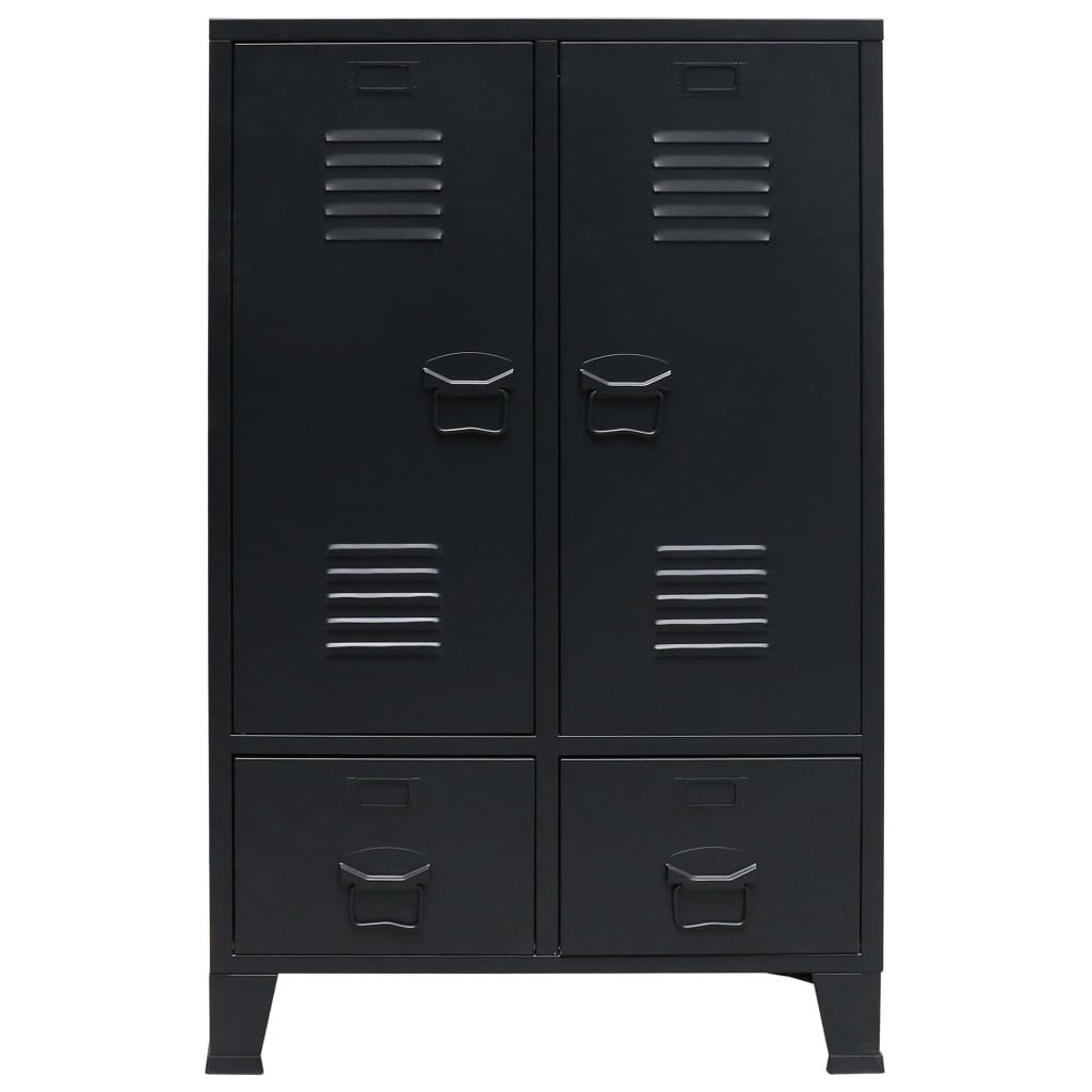 Armoire Thorn noir métal verre 2 portes - DIMEHOUSE