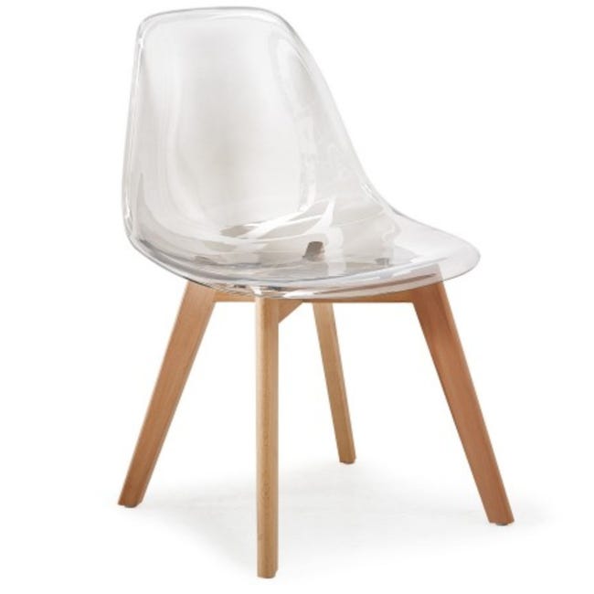 Chaise scandinave plexiglass transparent et naturel Oxy - Lot de 4