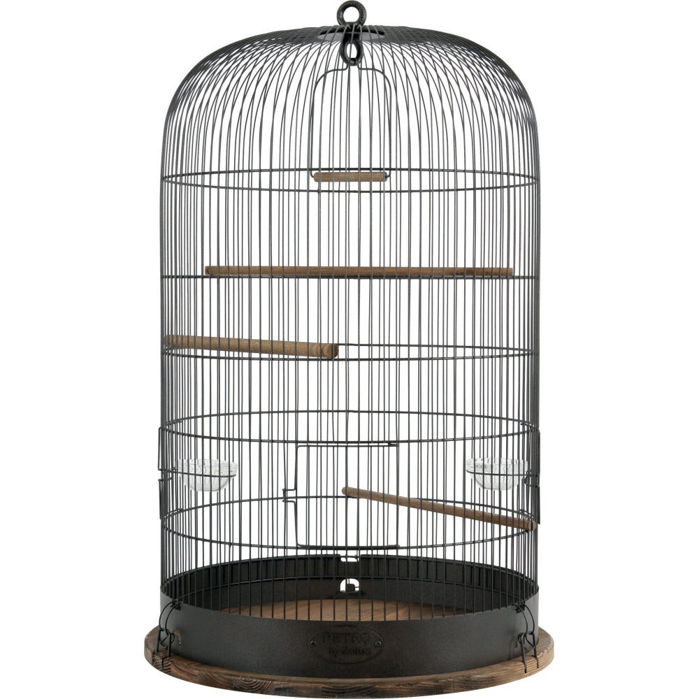 Grande cage à oiseaux vintage en métal sur pieds Ø 30*107 cm