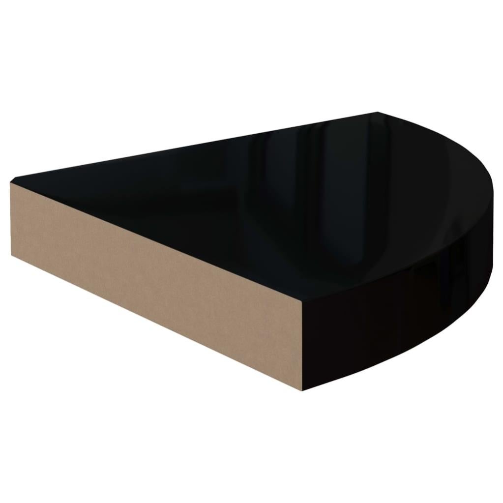 Étagère d'angle flottante Noir brillant 25x25x3,8 cm MDF - 4
