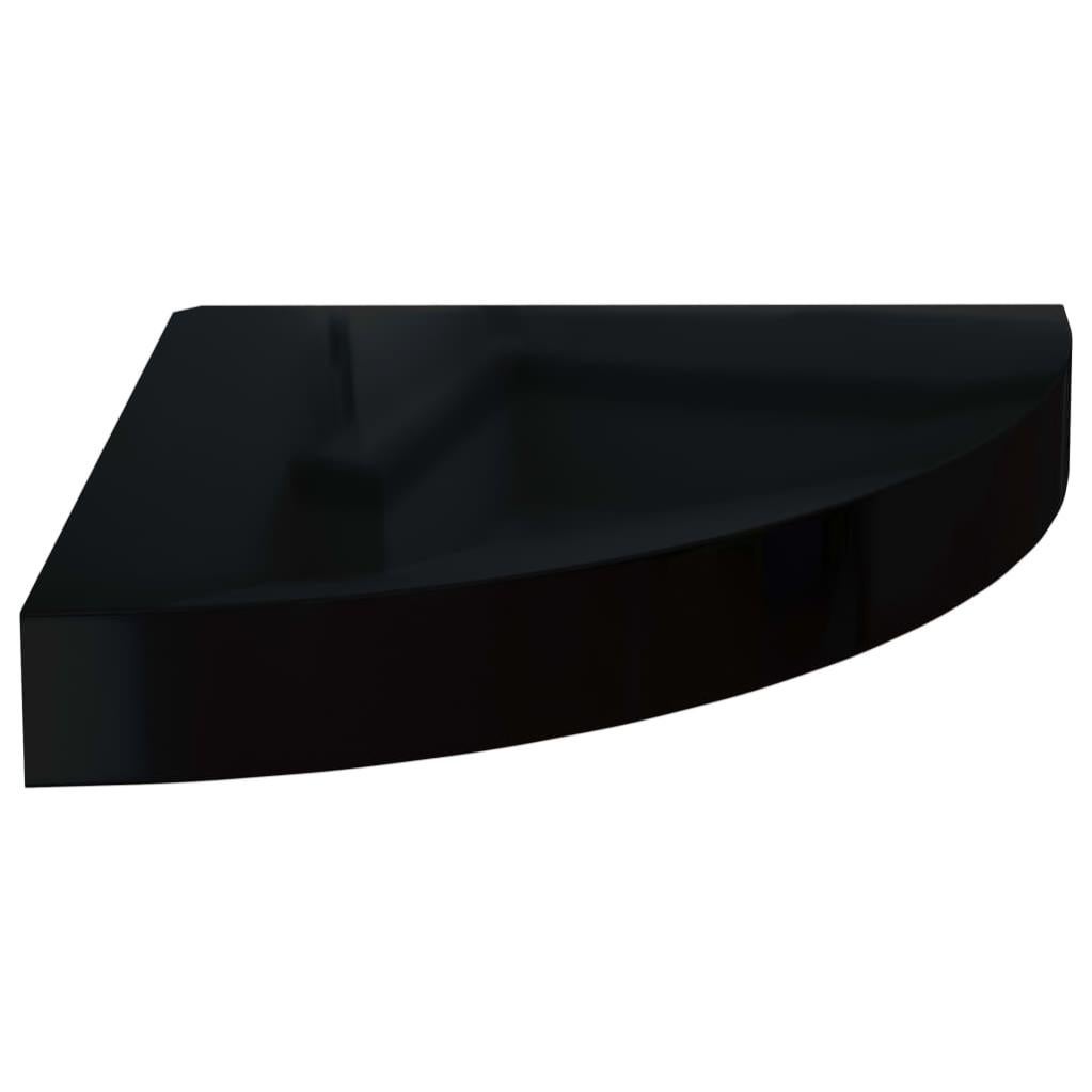 Étagère d'angle flottante Noir brillant 25x25x3,8 cm MDF - 3