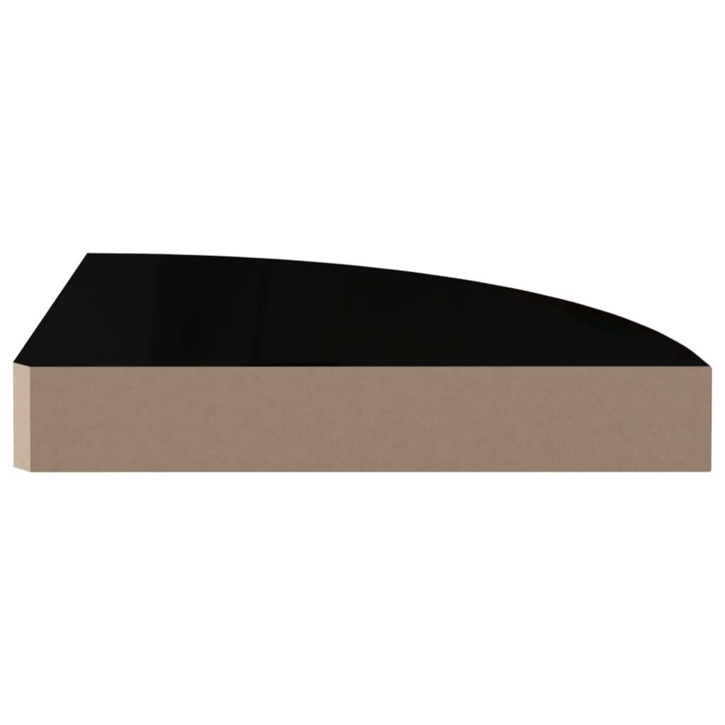 Étagère d'angle flottante Noir brillant 25x25x3,8 cm MDF - 5